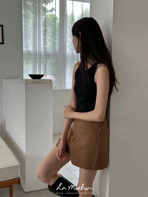 削肩坑條小背心